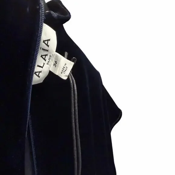 NWT Alaia Turtleneck Velvet Mini Dress Navy Womens FR 36 / US 4 - Picture 7 of 12